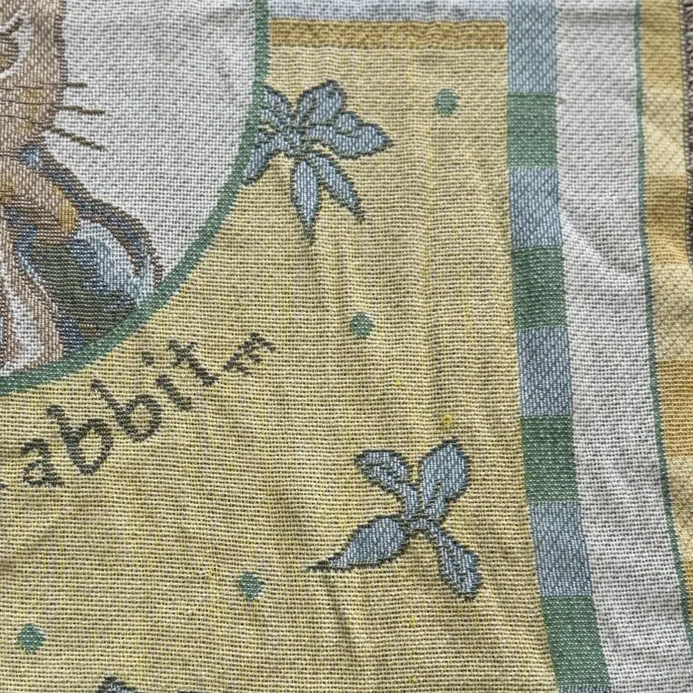 Vintage Peter Rabbit Yellow & Blue Fringe Children's Baby Blanket 32.5x46